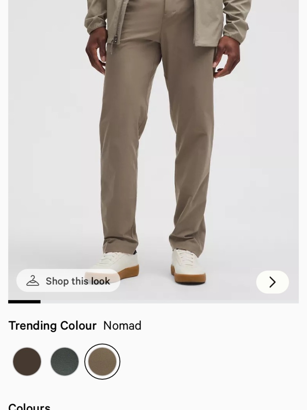 Men's Lululemon ABC Trousers, size 34, Like New, Nomad Brown